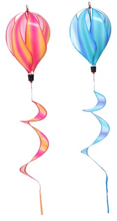 ORFOFE 2 Pcs Rainbow Hot Air Balloon Cloth Windmill Hanging Decorations Stylish Outdoor Garden Ornaments Lightweight Portable Festival Party Decor