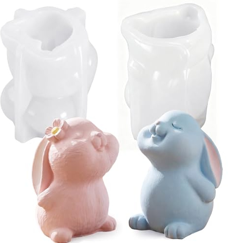 Namalu 2 Pezzi Stampi in Silicone per Pasqua Stampi in Silicone a Forma di Coniglio 3D Stampi per Candele Stampi per Coniglietti Pasquali Primaverili per Realizzare Candele Sapone Resina Epossidica