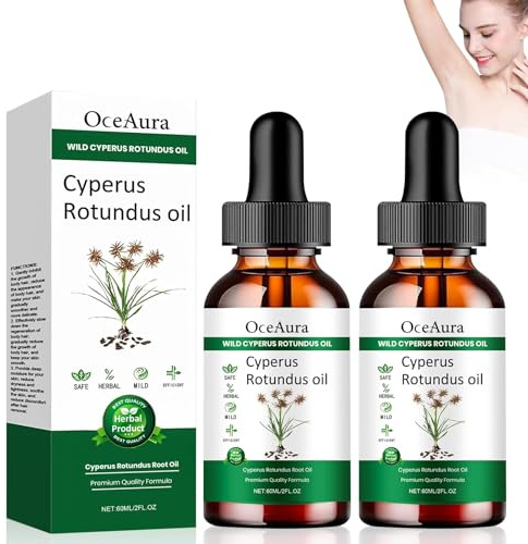 Cyperus Rotundus Oil, 2 Pezzi Ciperus Rotundus Oil, 100% Pure Cyperus Oil | Oli Essenziali Ciperus per la Depilazione, Cyperus Oil, Ridurre La Crescita dei Capelli - 60ml * 2