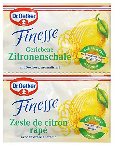 Dr. Oetker - Zeste de citron râpé Finesse (Finesse Geriebene Zitronenschale) | Poids Total 12 grams