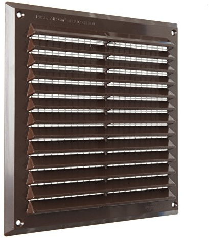 La Ventilazione AR2323M - Rejilla cuadrada de plástico marrón para superponer con red antisepción, dimensiones 227 x 227, 227 x 227 mm