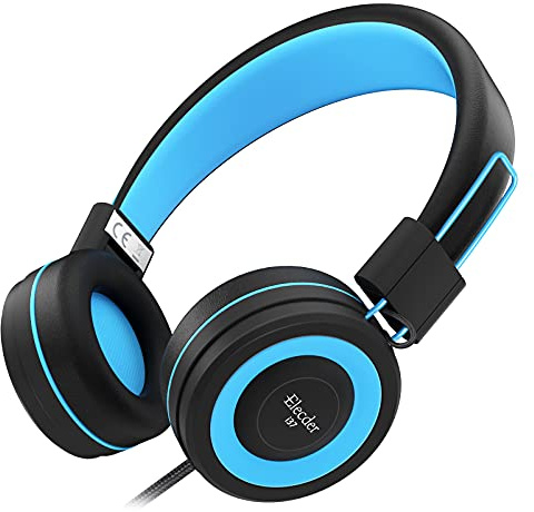 ELECDER i37 Kids Headphones for School Child Girls Boys Teens, Black/Blue