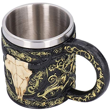 tazza di birra, Tazza di Caffè in Acciaio INOX e Resina, 3D boccale vichingo con manici, Boccale decorativo vichingo medievale da birra, Tazza da Bere Classica Retrò con stampe e motivi decorativi