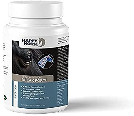 Happy Horse Relax Forte 1.000 g – Ergänzungsfuttermittel für Pferde mit Kräutern, Magnesium & B-Vitaminen | Unterstützt Konzentration, Gelassenheit & Nährstoffbalance | Für Turnier & Alltag