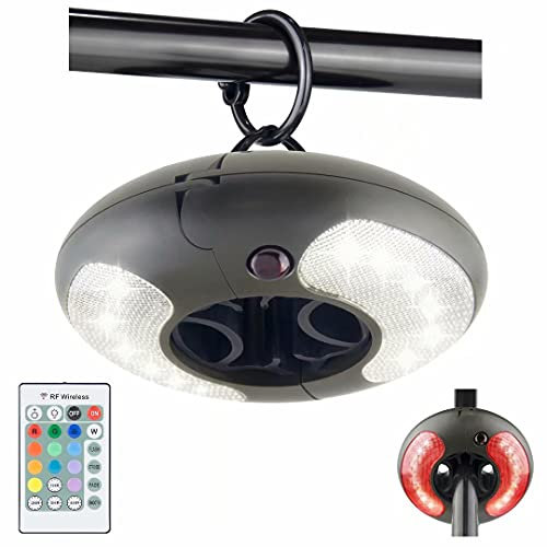 HONWELL Illuminazione a LED per esterni, per ombrellone, con telecomando RF, da campeggio, senza fili, per ombrellone da tavolo, giardino