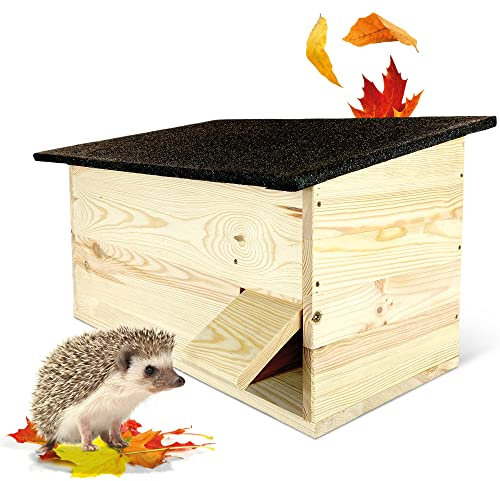 gartenetage Igelhaus mit Rattenklappe & Labyrinth-Eingang/Igelhaus Winterfest mit Boden Katzensicher/Igelfutterhaus produziert in Deutschland & aus zertifiziertem Holz