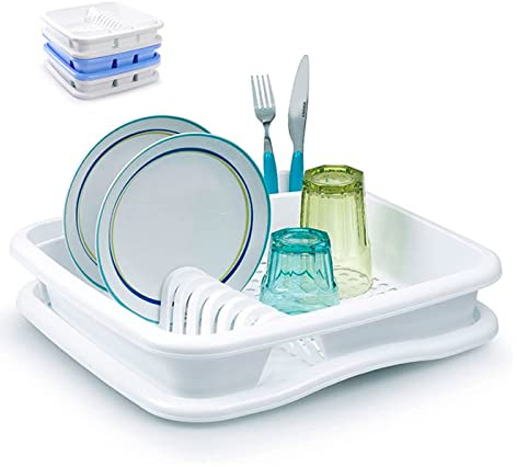 AC - Escurridor de Platos, Fabricado en Plástico, Bandeja para el Agua, Ideal para la organización y Limpieza, 7,8 x 38,5 x 38,5 cm, Colores Surtidos