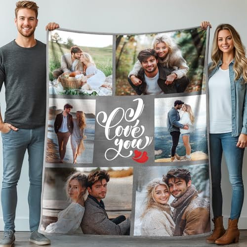 Stepdiy Decke Personalisiert mit 6 Fotos 130x150cm, Fotodecke mit Eigenem Foto für Mama Papa Oma, Decke mit Bilder und Text für Personalisierte Geschenke