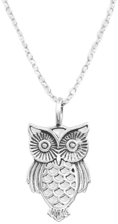 Monkimau Halskette Damen mit Eulen Anhänger aus 925 Sterling Silber Owl Necklace Silver Women Charm Kette Schmuck Geschenke für Kinder Mädchen Frauen