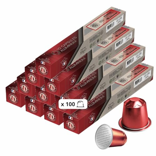Capsules Café Compatibles Nespresso – Espresso – Intensité 10 – 100 Capsules Aluminium (10x10) – Torréfaction Artisanale en France – Arôme Puissant et Profond