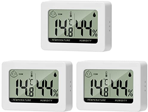 Thlevel Mini Termómetro Higrómetro Digital Casa Termometro Nevera Interior Temperatura y Medidor de Humedad para Refrigerador Congelador Salas de Estar Cocinas