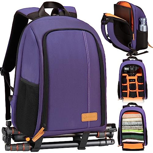 TARION Sac à dos étanche pour appareil photo - reflex numérique avec compartiment pour ordinateur portable de TB-02 Violet