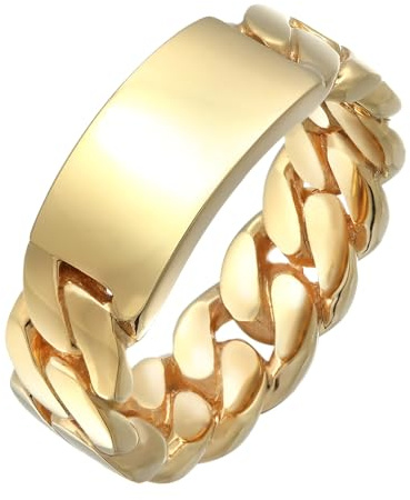 Kuzzoi Herrenring Panzerdesign (8 mm) golden aus massivem 925 Sterling Silber perfekter Bandring im coolen Siegelring-Look für Männer Ringgröße 64