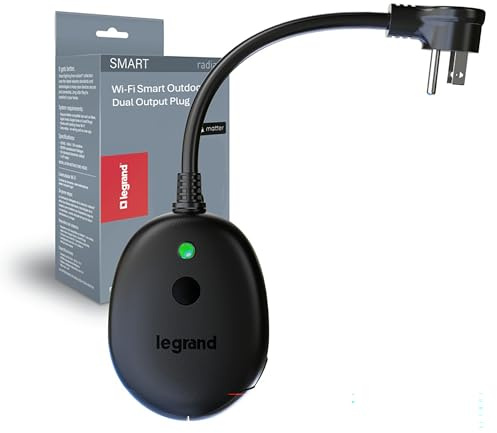 Legrand Wi-Fi Outdoor Dual Output Matter Smart Plug, Effortless Setup, Enhanced Compatibility with Apple HomeKit, Google Home, Alexa & SmartThings, Matter Smart Home, Pack of 1 WWMP31