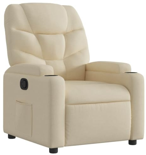 vidaXL Reclinerfåtölj gräddvit tyg, liggfåtölj, fåtölj, justerbar fåtölj, liggfåtöljer, fåtöljer, justerbara fåtöljer, lutningsbar fåtölj