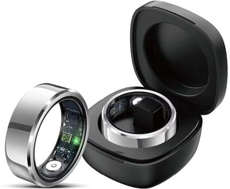 Smart Ring Android Fitness Tracker Ring Smartringe für Herren Damen Schlaftracker Schrittzähler Sport Smartring Fitnessring IOS Herzfrequenz Pulsmesser Fitnesstracker Gesundheitsring Schwarz Silber