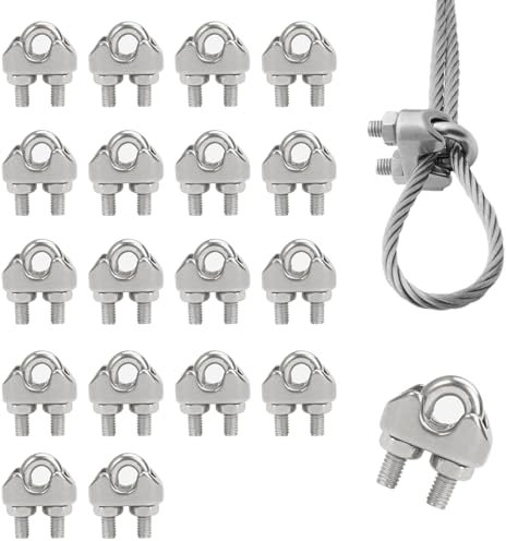 18 Pezzi Fermacavi Adesivi, Morsetti Stendibiancheria 3 Mm, M3 Morsetti per Cavi, Morsetti in Acciaio Inox, Morsetti per Filo Stendibiancheria, Fermacavo per Tende Da Sole, Funi, Imbracature