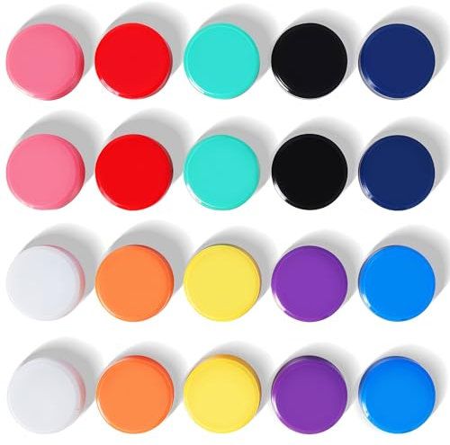 QOJOPU 20 Stück Magnete für Magnettafel & Whiteboard, Kühlschrankmagnete mit Starker Haftkraft - 10 Farben Dekorative Kleine Runde Magnete für Schließfach, Magnetwand & Pinnwand, Bunt Tafelmagnete
