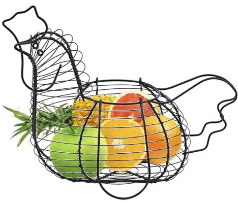 Cestino per uova in filo metallico per polli - Cestino per uova rustico in metallo per raccogliere uova, pratico cestino per uova in metallo per la fattoria, cestino per uova grande capacità per