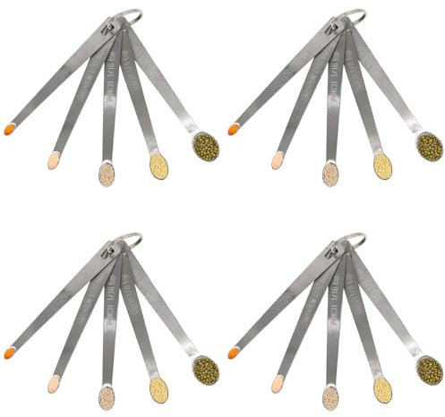 BERYLER 4 Stück Mini Messlöffel aus Edelstahl, sehr widerstandsfähig, zum Kochen und Backen, geeignet für eine kleine Menge von trockenen oder flüssigen Zutaten und Gewürzen