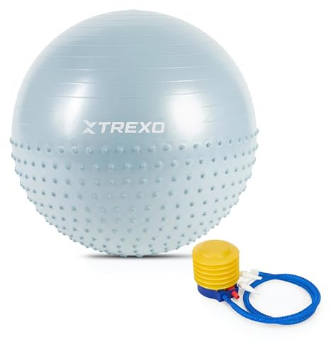 TREXO Massage Gymnastikball, aus widerstandsfähigem PVC mit Pumpe Glatte Oberfläche für Übungen, Noppen zur Massage. Aktiviert Muskeln und Gelenke, ideal für Training und Rehabilitation