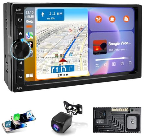 Haudio Android 2 Din Radio mit Wireless Carplay und Wireless Android Auto,7 Zoll Touch Display Autoradio,mit Mirror Link,Bluetooth 5.0, AUX,FM/AM Audioempfänger|Wireless CarPlay Bildschirm