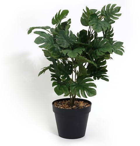 Acihety Plante artificielle Monstera 40 cm - Plante artificielle très réaliste en pot - Plante d'intérieur fraîche pour salon, bureau, salle de bain et cuisine - Facile d'entretien pour la décoration