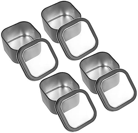 jojofuny 2 Set Scatola Piazza Candele Fabbricazione Titolari Lattina Farmacista Contenitori Cera Per Piccolo Adulti Forniture Caramella Stagno Di Stoccaggio Nero 4 Pezzi * 2