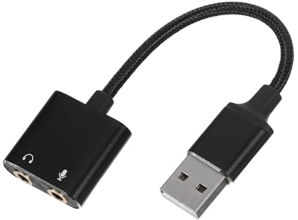 Mipcase Carte Externe USB pour PC avec Adaptateur Casque Microphone et Convertisseur Jack Audio Répartiteur Audio Casque pour Tablettes et Smartphones