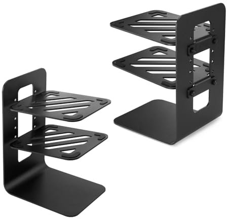Lautsprecher Ständer Verstellbarer Desktop-Lautsprecherständer aus Metall, 1 Paar, mit Vibrationsabsorptionspolster, spezielles Neigungsdesign for ein besseres Erlebnis Boxenständer(2tiers Stand)
