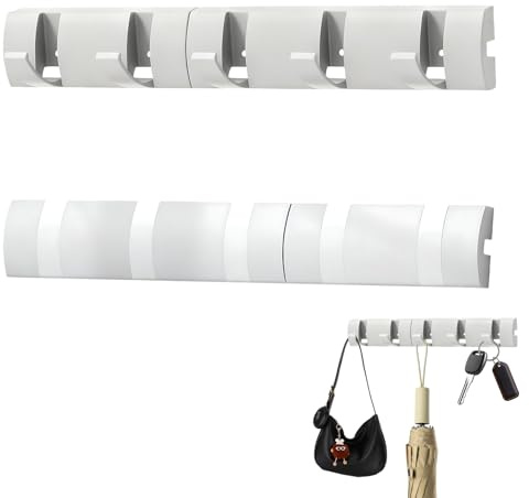LZPLJLWS Ganci da Parete Pieghevoli 2 Pezzi, Appendiabiti Muro salvaspazio 5 Ganci richiudibili, Grigio Moderno per corridoio Camera Bagno Ufficio, Supporto Fino a 5 kg