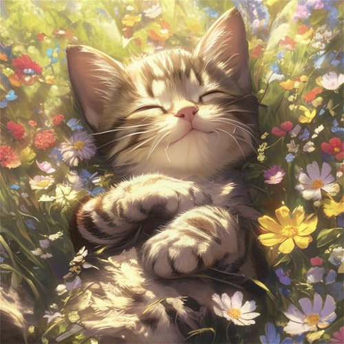Gatto Fiore Prato 90 Pezzi Puzzle, 90 pezzi puzzle Classico per adulti, Fai Da Te Giochi Educativo e Giocattoli Sfida, Intrattenimento Creativo, Puzzle Impossible