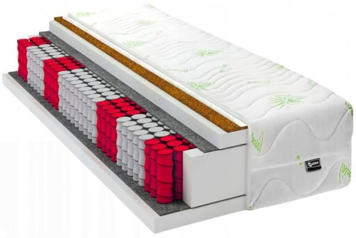 Trivando Aloe - 7-Zonen Matratze mit profiliertem Schaumstoff | Ergonomische Taschenfederkernmatratze | H2 & H3 in Einer Matratze - Mittelfest und Fest - Antibakteriell | 22 cm hoch (90 x 200 cm)