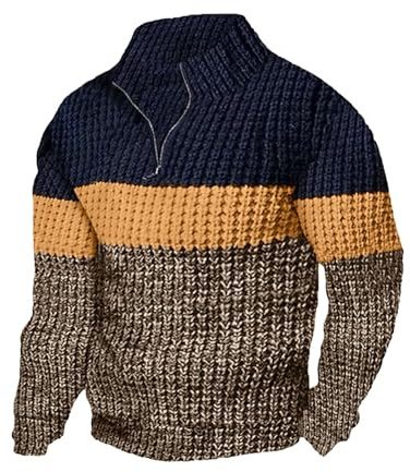 TOFOTL Pull Homme Marque, Grosse Maille, Grand Hiver Torsadé,col Roulé Irlandais Travail Polaires Cheminée Norvégien Noel Froid Col Rouler Grosse Pull Homme Chaud, Jaune XXL
