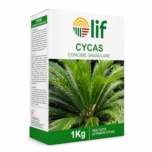 Concime granulare Cycas LIF 1 kg – concime specifico per cycas e palme – alto titolo di azoto fosforo e potassio con microelementi – fogliame verde e rigoglioso