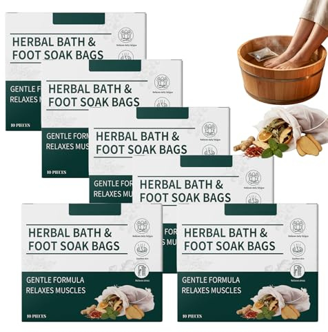 Bolsas de hierbas para remojo de pies, bolsas de hierbas con polvo de artemisa, para aliviar el estrés, la fatiga, combatir el resfriado, eliminar la humedad y promover la relajación (6 Box)