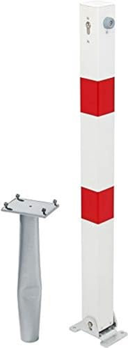 GAH-Alberts 780968 Absperrpfosten Klappy-Bo, umlegbar, Profilzylinderschloss , weiß, 2refl.R, zum Einbetonieren