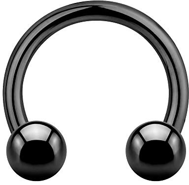 Treuheld® | 1,0 mm HUFEISEN Piercing Ring - SCHWARZ Stahl - 4 Größen - Kugeln zum Schrauben - Septum, Helix, Tragus, Nase, Lippe, Brust Augenbraue Ohr Intim usw - CBR Barbell Chirurgenstahl nickelfrei