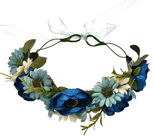 Ulalaza Justerbart blomma pannband krans blommig girlang krona huvudbonad boho brud hårband för bröllopsfest höst solros