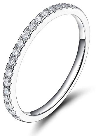 Zakk Eternity Ring Damen Ewigkeitsringe Vorsteckring Schmal Silber 925 Zirkonia 2mm Verlobungsringe Eheringe Trauringe Memoire Ring