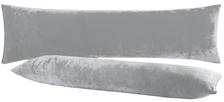 BaSaTex Plüsch Kissenbezug, 40x145 cm, Grau | Winter Plüsch, Kuschelig Weich, Für Seitenschläferkissen, Öko_Tex Zertifiziert
