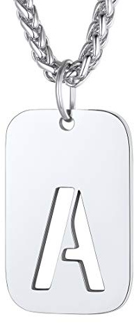 FindChic Personalisiete Erkennungsmarke Buchstabe A Halskette Armee Stil Herren Anhänger Freundschafts Kette für Herren Männer