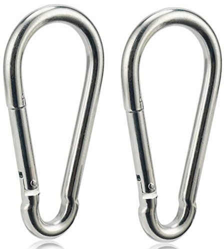 Carabiner Clip 4 Inch Spring Snap Hook Heavy Duty 2pcs 10x100mm for Hammock Punching Bags Swing Chairs Gym Equipment Camping Hiking