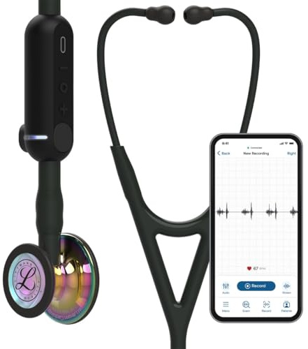 3M Littmann CORE Digital Stethoscope, Our Most Advanced Stethoscope Yet, Up To 40x Amplification, Active Noise Cancellation, In-App Sound Wave Visualization, High Polish Rainbow Chestpiece, 8570