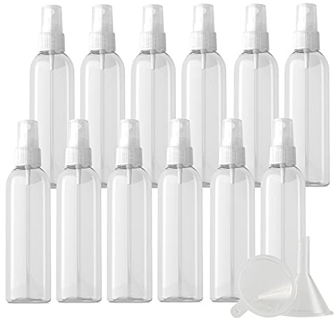 ZEOABSY 12 Piezas Transparente Botella de Spray de Plástico con Pulverizador Transparente, 200 ml Conjunto de Atomizador de Viaje de Niebla Fina Tamaño de Viaje de Botella Limpieza Casa Contenedores