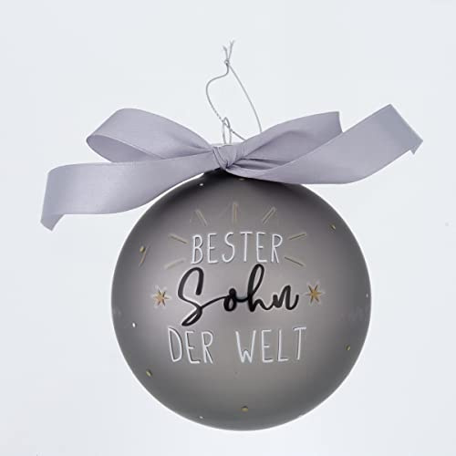 Bola de Navidad XL – Amor hijo del mundo – 8 cm de cristal plateado bolas de Navidad con lazo, bolas de Navidad para colgar bolas de cristal regalo