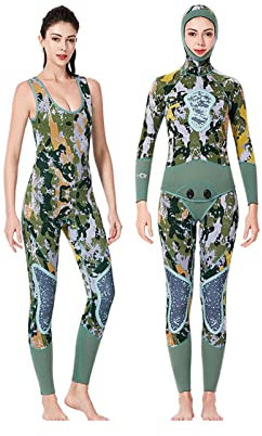 Split 2 Pieces Spearfishing Wetsuit Full Wetsuits Sun Protection UPF50+, With Knee Pads And Chest Pads Suitable For Snorkeling, Scuba Diving, Swimming, Surfing Dive Skins