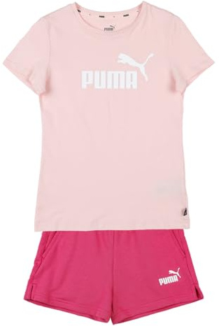 Puma Completo da Jogging con Maglietta e Pantaloncini con Logo, Rosa Polvere-Orchidea Ombra, 164 UK