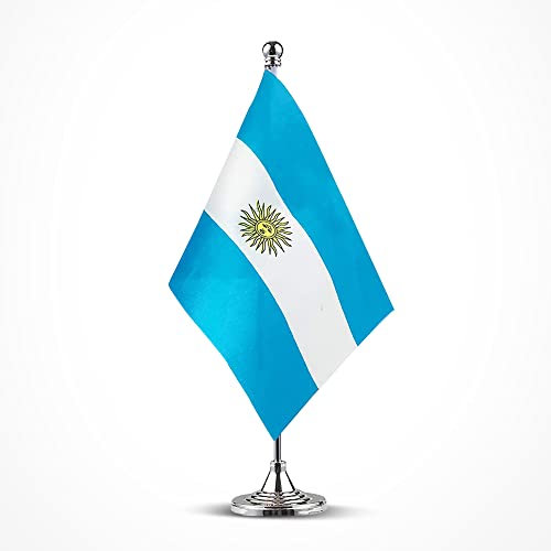Escritorio de mesa argentino con bandera de Argentina pequeña mini banderas decoraciones