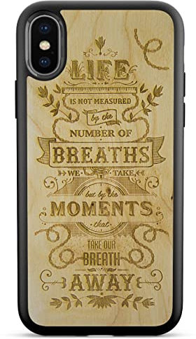 MMore Coque de protection pour téléphone portable, en bois de bouleau scandinave, compatible avec iPhone XR, protection complète, durable, testé contre les chutes, design fin
